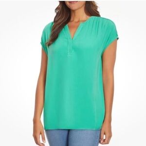 NWT NINE WEST Lightweight V-Neck Cap Sleeve Pullover Blouse Size Medium